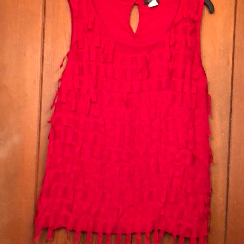 Red fringe tank top